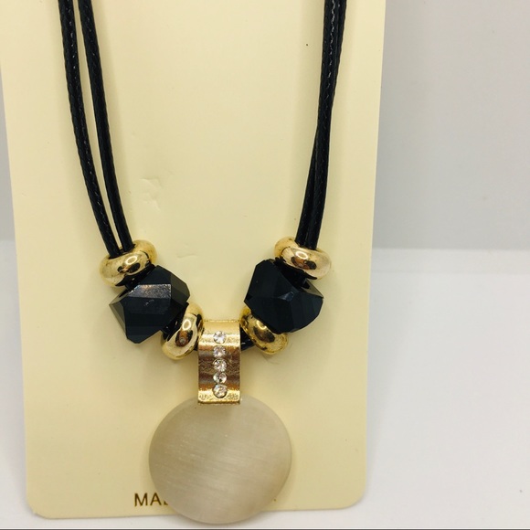 NECKLACE BLACK AND GOLD WITH CRYSTALS ! - Picture 7 of 14